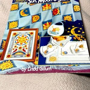 American school of needlework Sun Moon and stars cross stitch leaflet. #1347